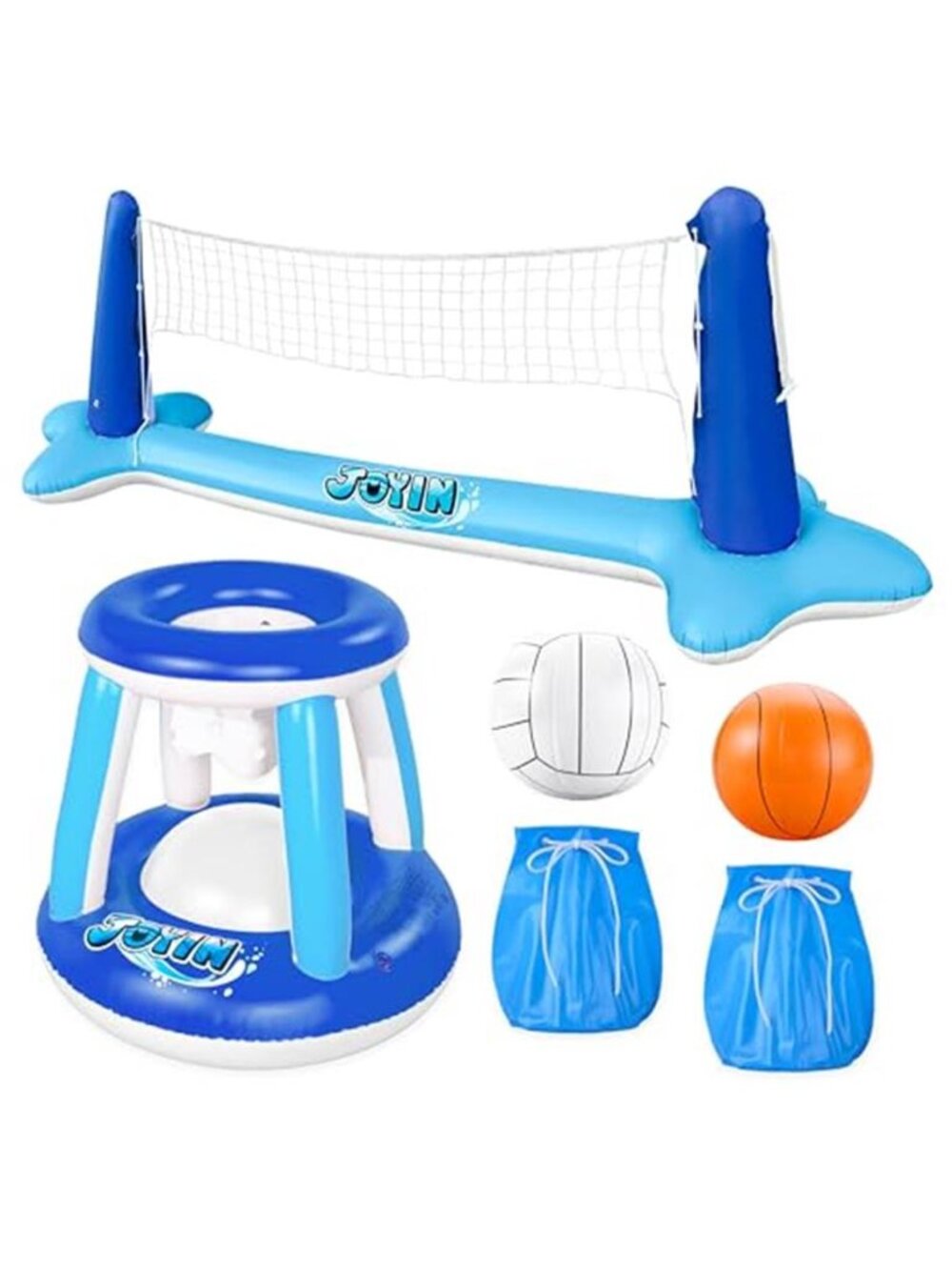 Inflatable Pool Volleyball Basketball Game Set Floating Hoop Summer Water Toys